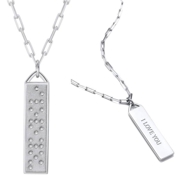 Touchstone* I Love You Bar Necklace Silver