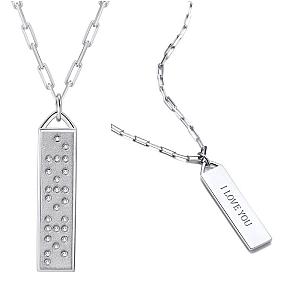 Touchstone* I Love You Bar Necklace Silver