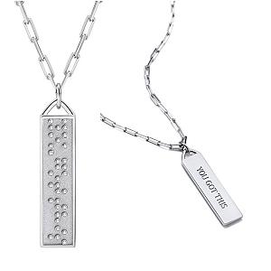 Touchstone* You Got This Bar Necklace Silver