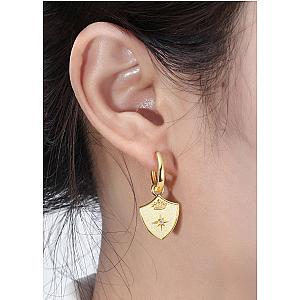 Saints & Saviors Crown Shield Huggie Earrings