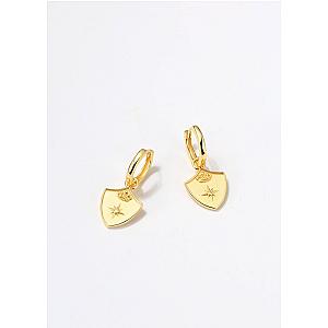 Saints & Saviors Crown Shield Huggie Earrings
