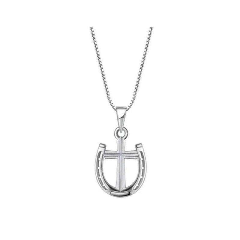 Saints and Saviors Rider's Prayer Mini Cross Necklace in Silver