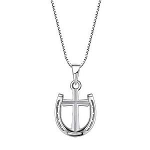 Saints and Saviors Rider's Prayer Mini Cross Necklace in Silver