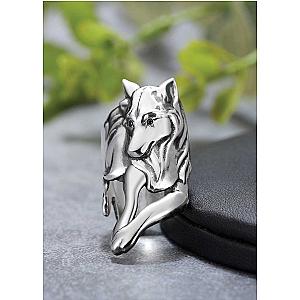 Everwild* Courage Wolf Cuff Ring Silver + Diamonds