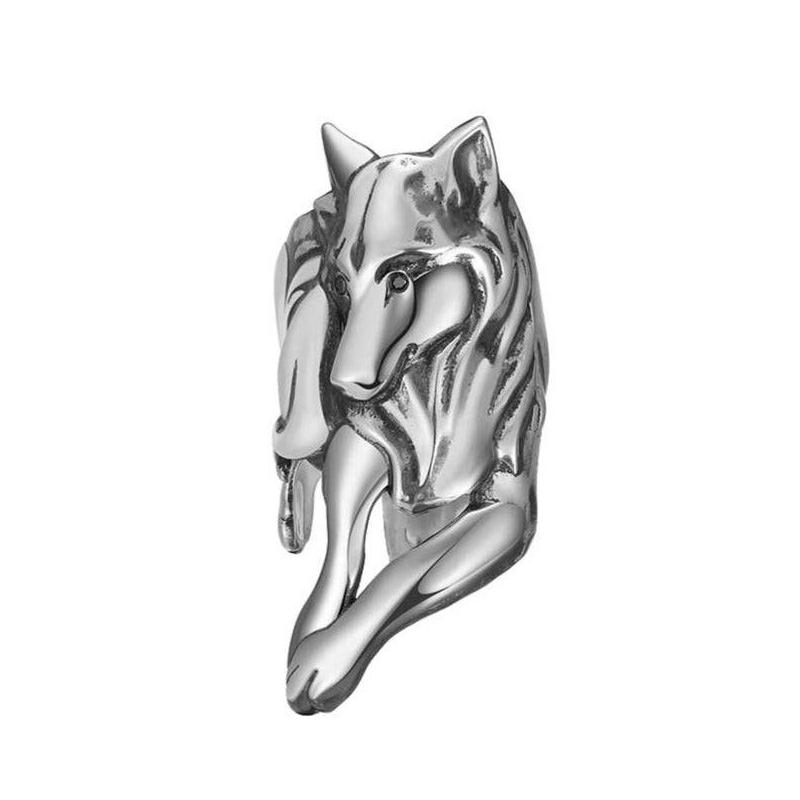 Everwild* Courage Wolf Cuff Ring Silver + Diamonds