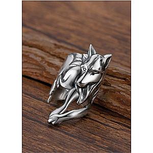 Everwild* Courage Wolf Cuff Ring Silver + Diamonds