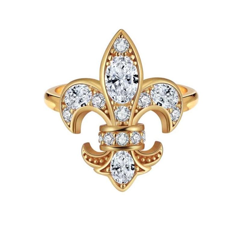 Saints and Saviors Fleur de lis Ring Gold + Diamonds