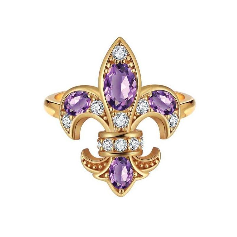 Saints and Saviors Fleur De Lis Amethyst Diamond Ring