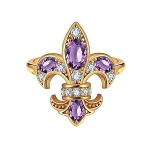 Saints and Saviors Fleur De Lis Amethyst Diamond Ring