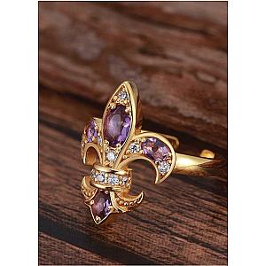 Saints and Saviors Fleur De Lis Amethyst Diamond Ring