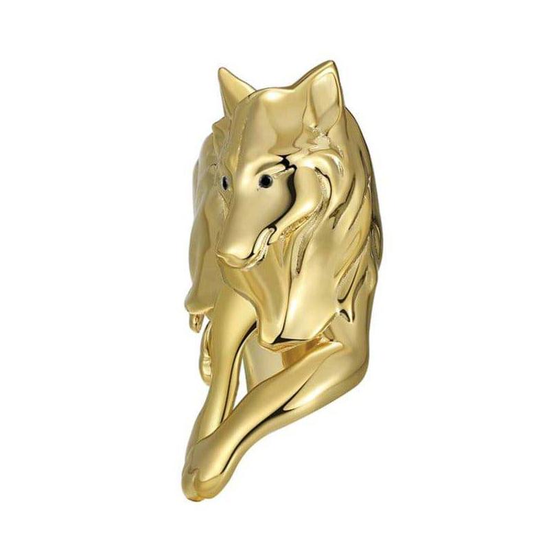 Everwild* Courage Wolf Cuff Ring in Gold + Diamonds