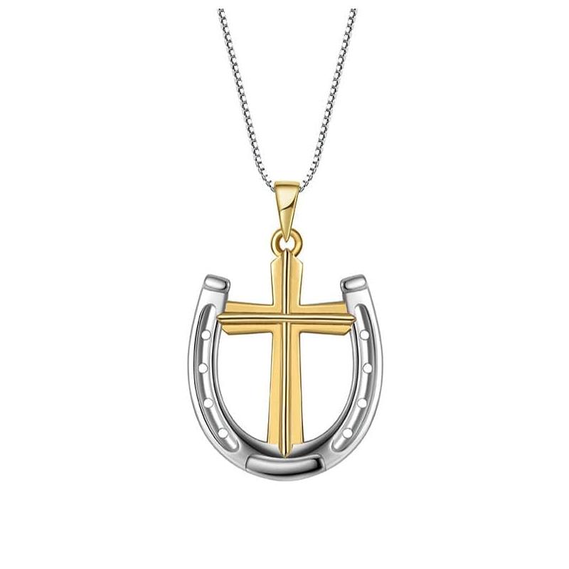 Saints and Saviors Rider's Prayer Two-Tone Necklace on Silver Chain