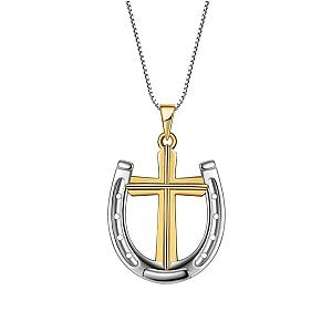 Saints and Saviors Rider's Prayer Two-Tone Necklace on Silver Chain