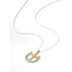 Saints and Saviors Rider's Prayer Two-Tone Necklace on Silver Chain
