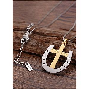 Saints and Saviors Rider's Prayer Two-Tone Necklace on Silver Chain