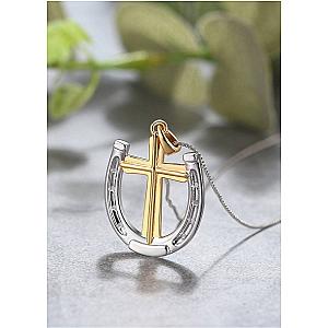 Saints and Saviors Rider's Prayer Two-Tone Necklace on Silver Chain
