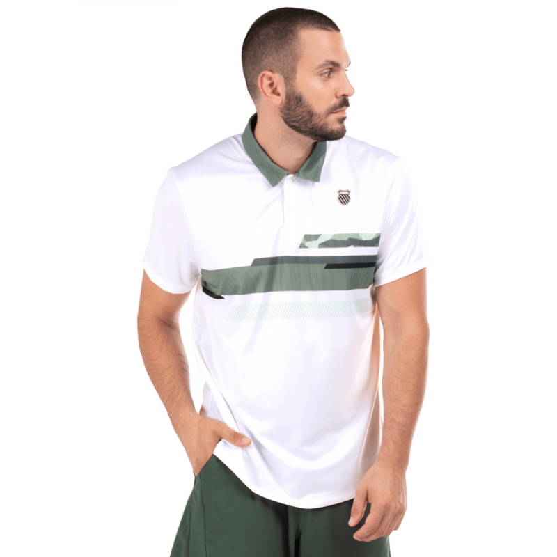 109092-100 | CAMO STRIPE POLO S/S | WHITE