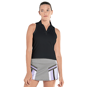 197231-008 | SLEEVELESS RIB POLO | BLACK