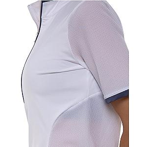 Zoe Performance Golf Polo – Silver Zip & Mesh Detail