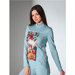 Riley Performance Mock Neck - Viridian Print