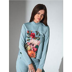 Riley Performance Mock Neck - Viridian Print