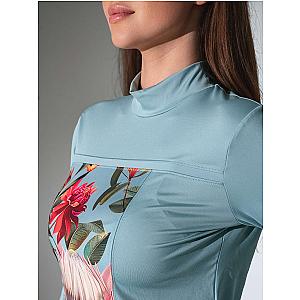 Riley Performance Mock Neck - Viridian Print