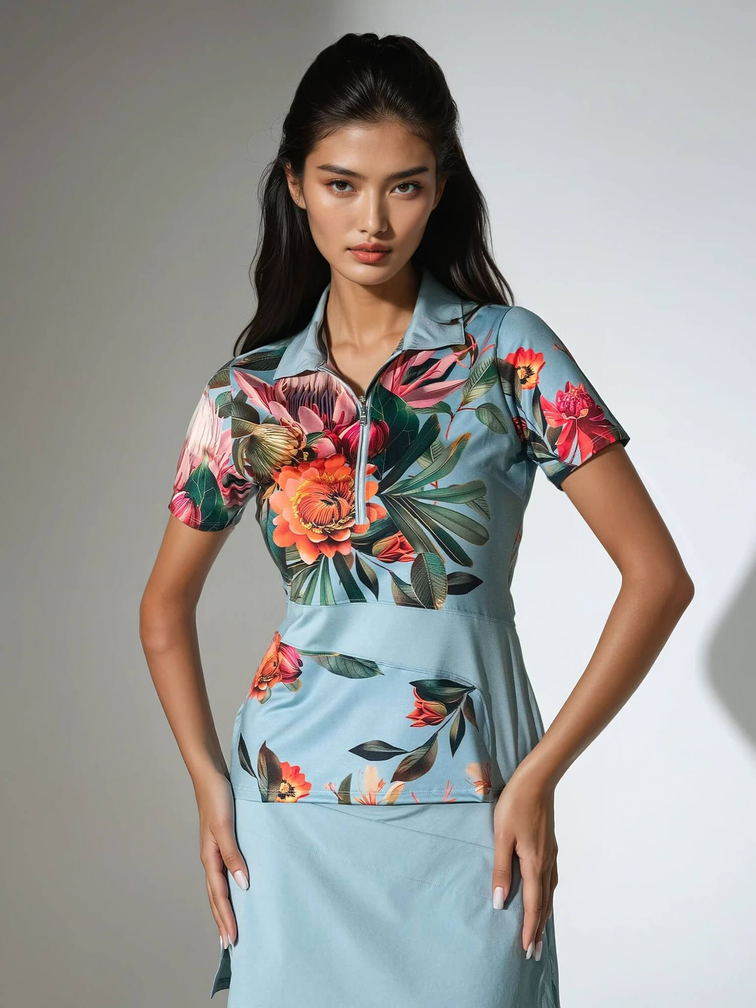 ELLE SHORT SLEEVE POLO | Luxury Performance Golf & Tennis Top with Zipper