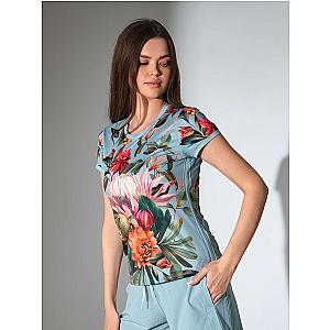 Sustainable Harper Short Sleeve Crewneck - Viridian Print