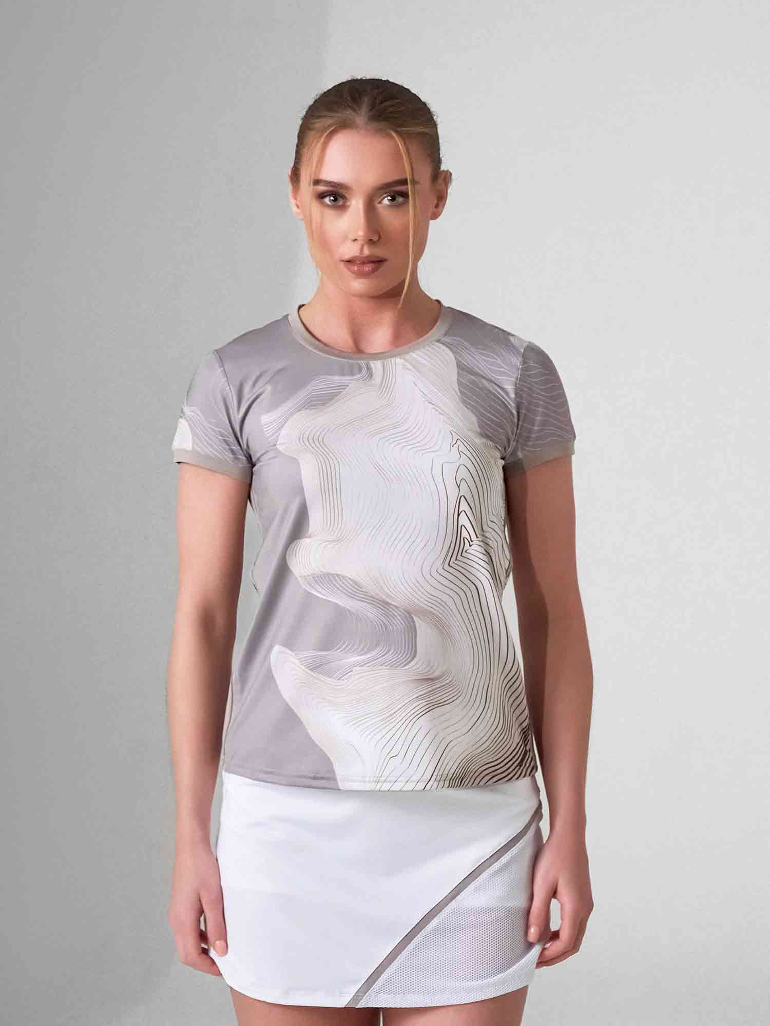 SUSTAINABLE HARPER SHORT SLEEVE CREW NECK - LATTE PRINT