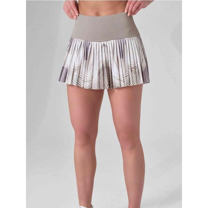 HARPER PLEATED SKIRT | Latte Print Tennis & Pickleball Performance Skirt with Pockets