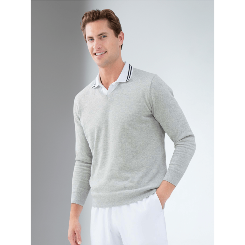 Classic V Neck Sweater - Light Heaher