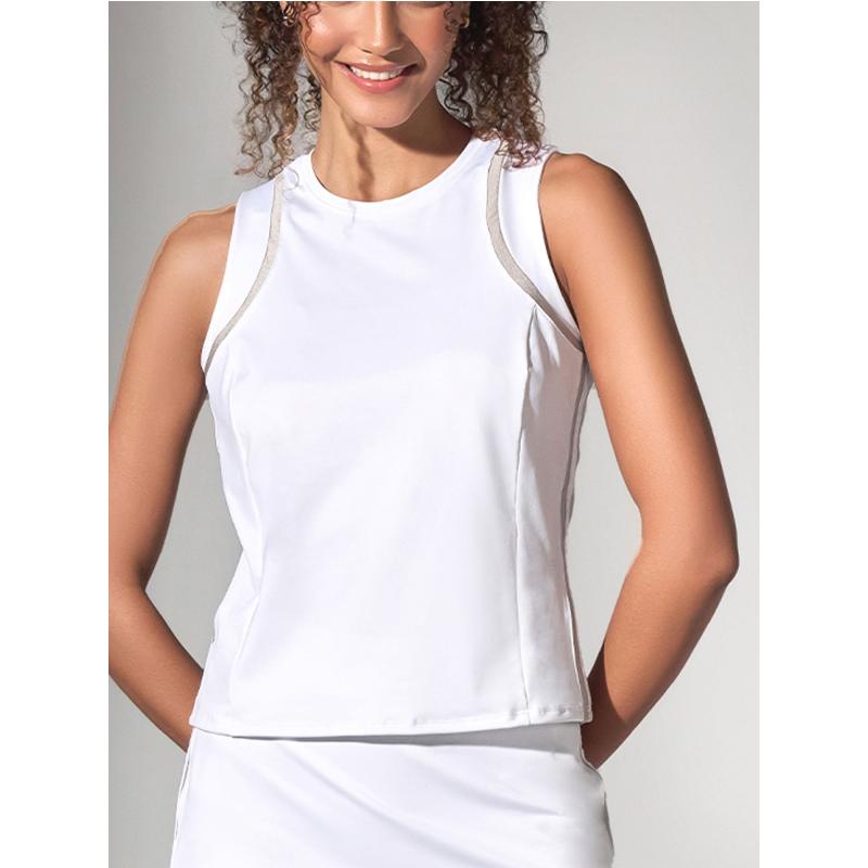 Elle Classic Active, Tennis & Pickleball Tank	- White/Silver Sand