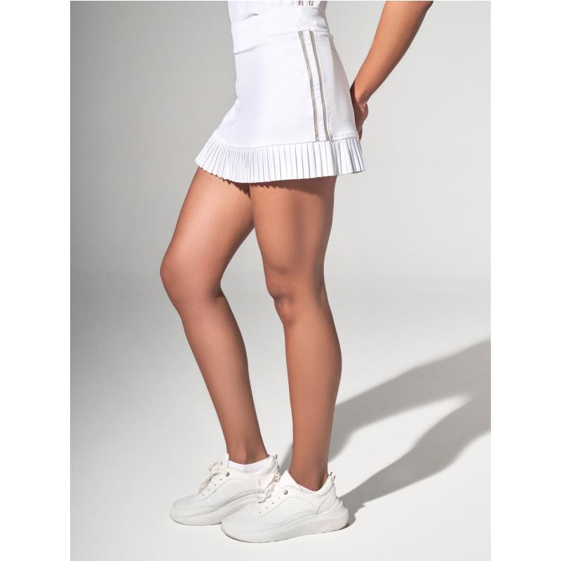 Audrey Tennis & Pickleball Skirt	- White/Silver Sand