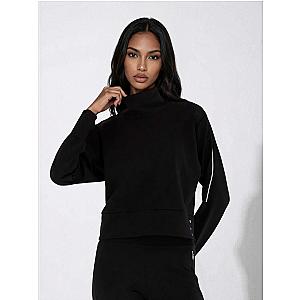 Funnel Neck Athleisure Sweat Shirt With Shoulder Zipper And UV Protection