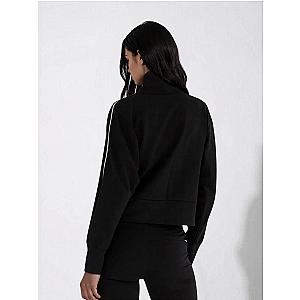 Funnel Neck Athleisure Sweat Shirt With Shoulder Zipper And UV Protection