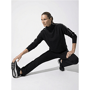 Funnel Neck Athleisure Sweat Shirt With Shoulder Zipper And UV Protection