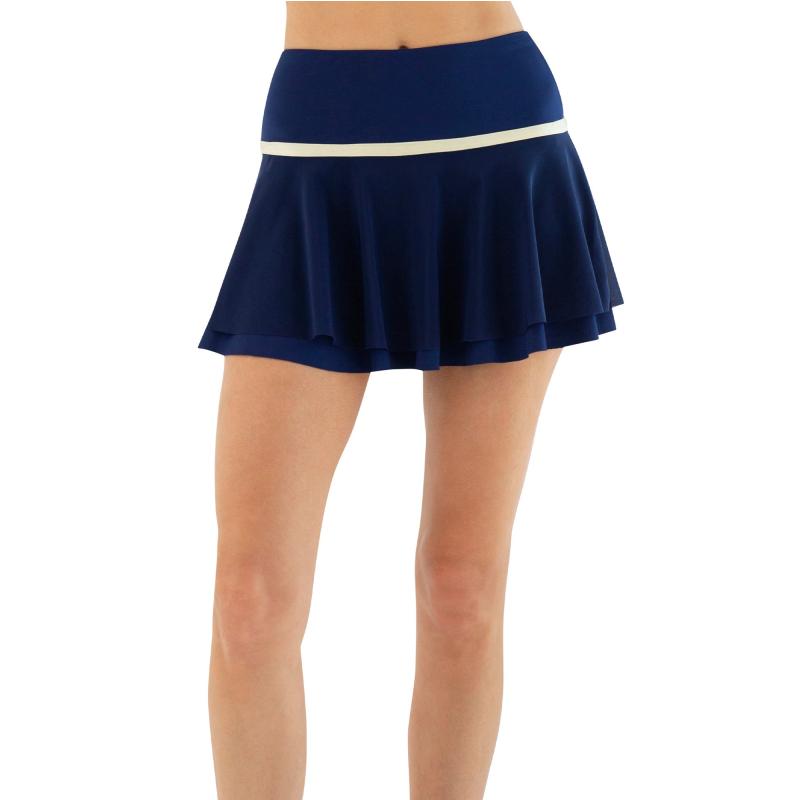 Women's Flouncy Skirt with Mesh Overlay & Built-In Shorts - Ink/Silver Sand