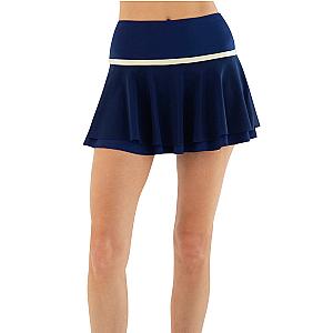 Women's Flouncy Skirt with Mesh Overlay & Built-In Shorts - Ink/Silver Sand