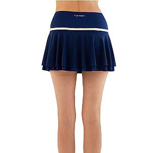 Women's Flouncy Skirt with Mesh Overlay & Built-In Shorts - Ink/Silver Sand