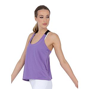 Double-Layered "T" Racer Back Camila Tank - Lavender/Black