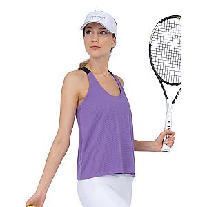 Double-Layered "T" Racer Back Camila Tank - Lavender/Black
