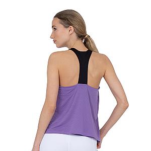 Double-Layered "T" Racer Back Camila Tank - Lavender/Black