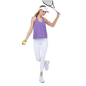 Double-Layered "T" Racer Back Camila Tank - Lavender/Black
