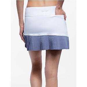 Ashley Asymmetrical 15" Pleated Skirt - White/Granite