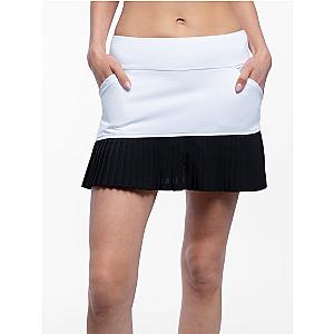 Ashley Asymmetrical 15" Pleated Skirt - White/Black