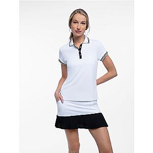 Ashley Asymmetrical 15" Pleated Skirt - White/Black