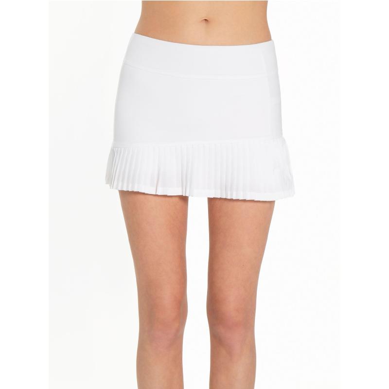 Ashley Asymmetrical 13 1/2" Pleated Skirt - White
