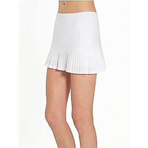 Ashley Asymmetrical 13 1/2" Pleated Skirt - White