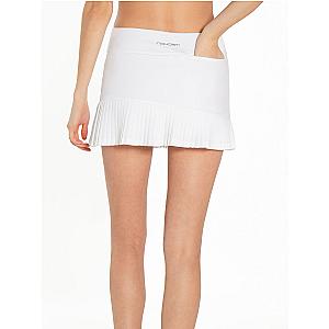 Ashley Asymmetrical 13 1/2" Pleated Skirt - White