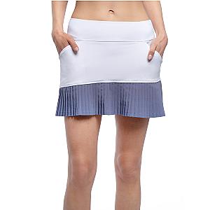 Ashley Asymmetrical 13 1/2" Pleated Skirt - White/Granite